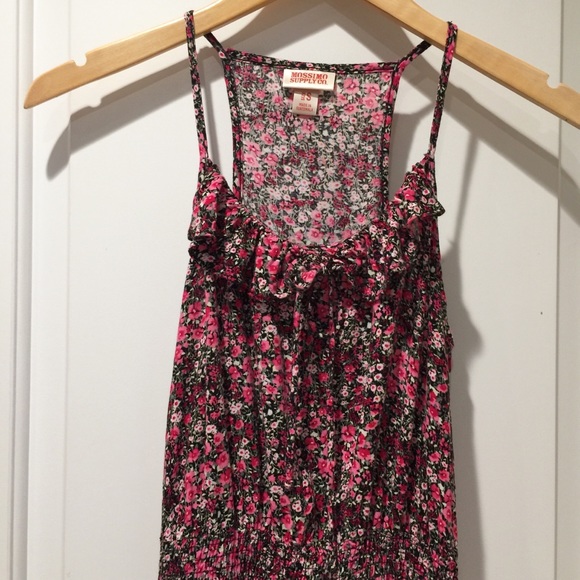 Mossimo Pink Floral Dress Elastic Waist Small - Picture 3 of 6